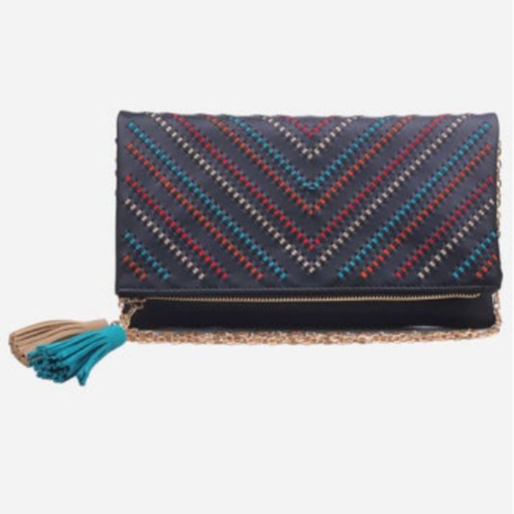 NWT Ashley Stewart Chevron Crossbody Clutch NEW